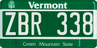 VT license plate ZBR338
