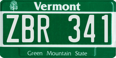 VT license plate ZBR341