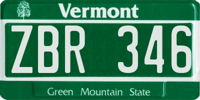 VT license plate ZBR346