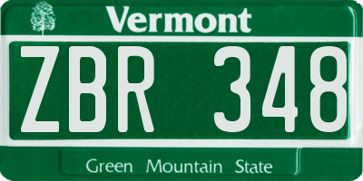 VT license plate ZBR348