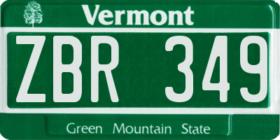 VT license plate ZBR349