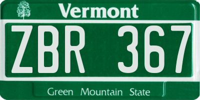 VT license plate ZBR367