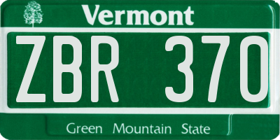 VT license plate ZBR370