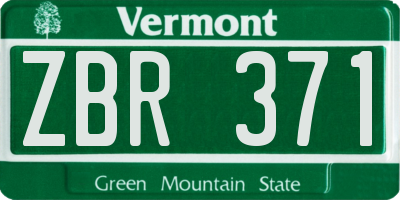 VT license plate ZBR371