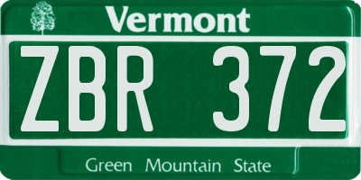 VT license plate ZBR372