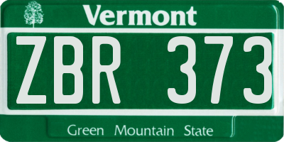 VT license plate ZBR373