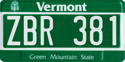 VT license plate ZBR381