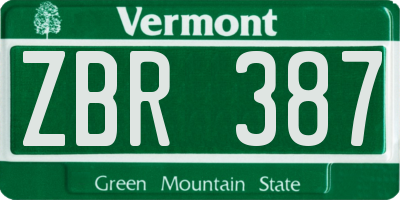 VT license plate ZBR387