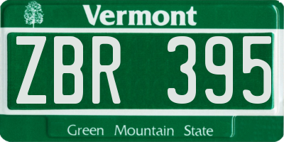 VT license plate ZBR395