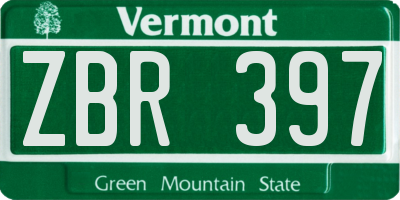 VT license plate ZBR397