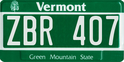 VT license plate ZBR407