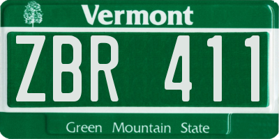 VT license plate ZBR411