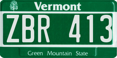 VT license plate ZBR413