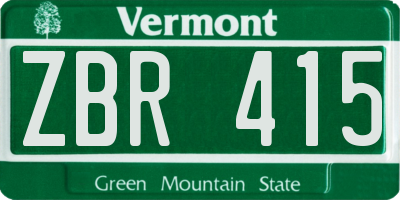 VT license plate ZBR415