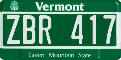 VT license plate ZBR417