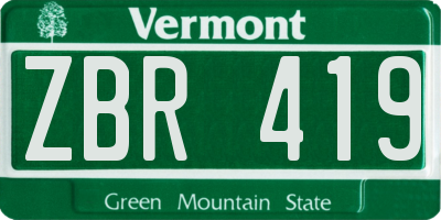 VT license plate ZBR419