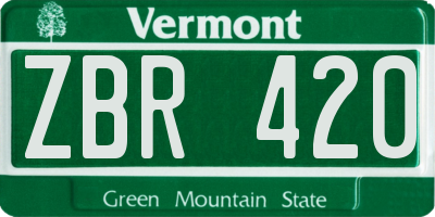 VT license plate ZBR420