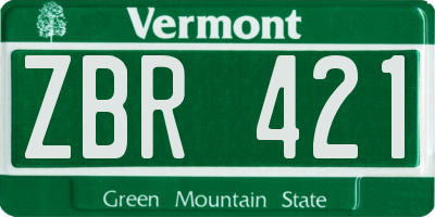 VT license plate ZBR421