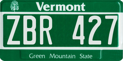 VT license plate ZBR427