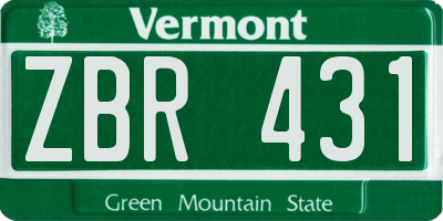 VT license plate ZBR431