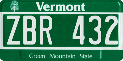 VT license plate ZBR432