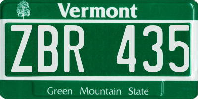 VT license plate ZBR435