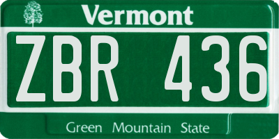 VT license plate ZBR436