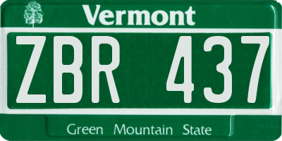 VT license plate ZBR437