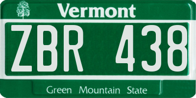 VT license plate ZBR438