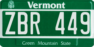 VT license plate ZBR449