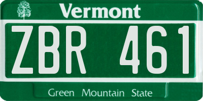 VT license plate ZBR461