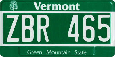 VT license plate ZBR465