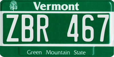 VT license plate ZBR467