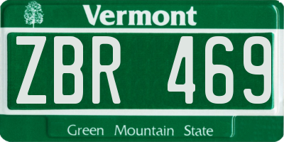 VT license plate ZBR469
