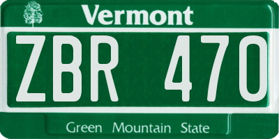 VT license plate ZBR470