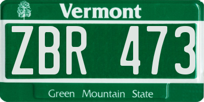 VT license plate ZBR473