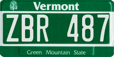 VT license plate ZBR487