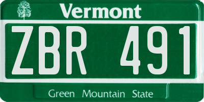 VT license plate ZBR491