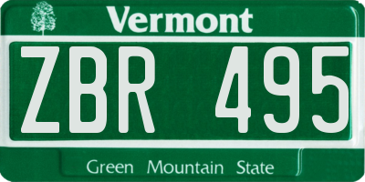 VT license plate ZBR495