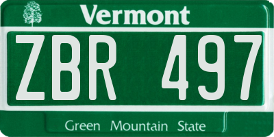 VT license plate ZBR497