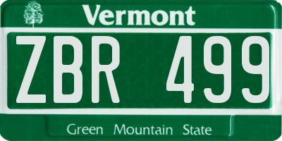 VT license plate ZBR499