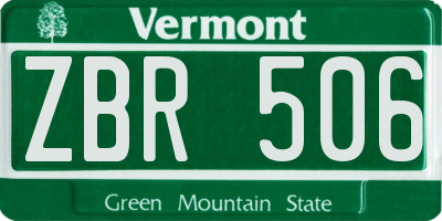 VT license plate ZBR506