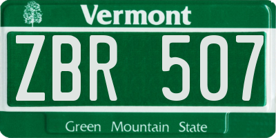 VT license plate ZBR507