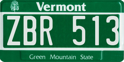 VT license plate ZBR513
