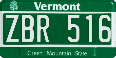 VT license plate ZBR516