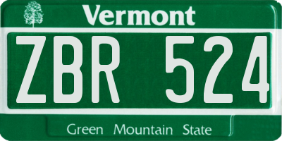 VT license plate ZBR524