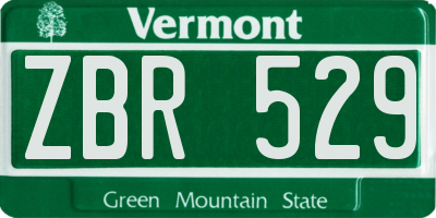 VT license plate ZBR529
