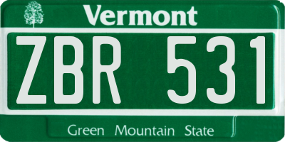 VT license plate ZBR531