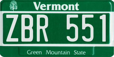 VT license plate ZBR551