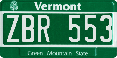 VT license plate ZBR553